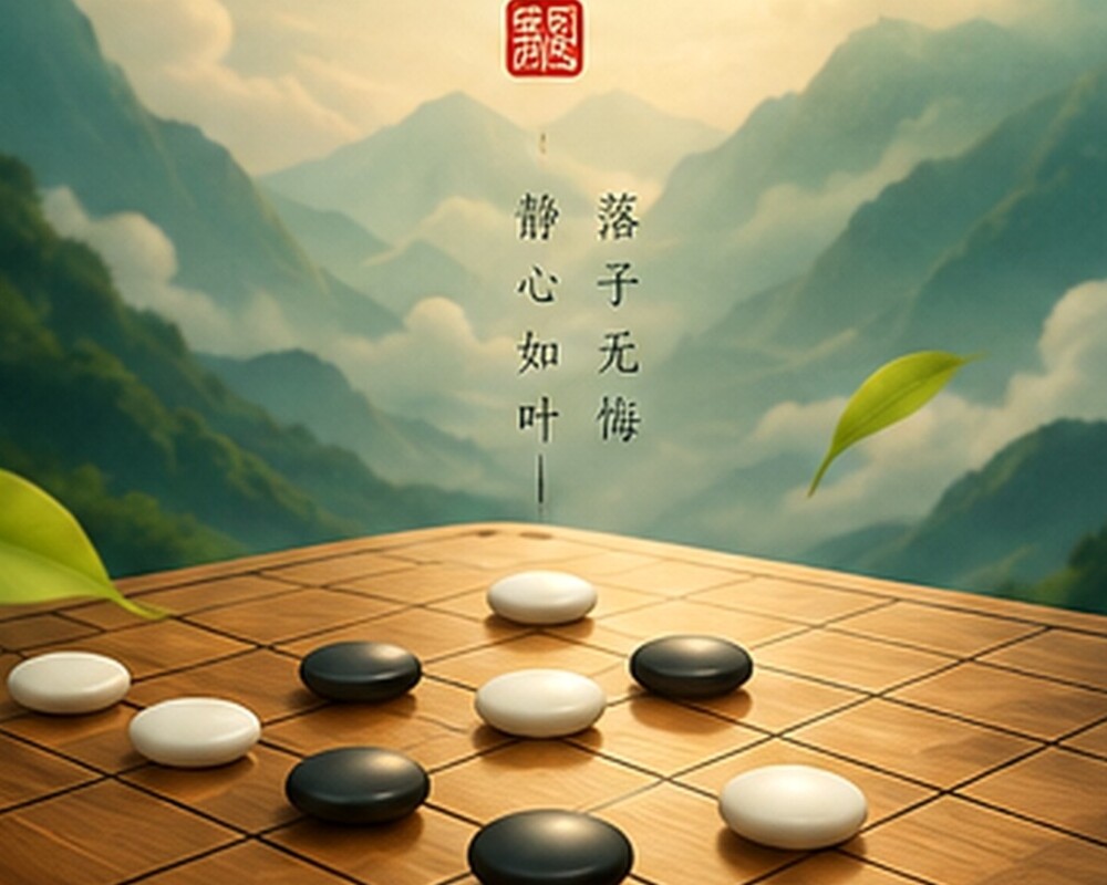 曾果粒五子棋品牌海报与木质棋盘